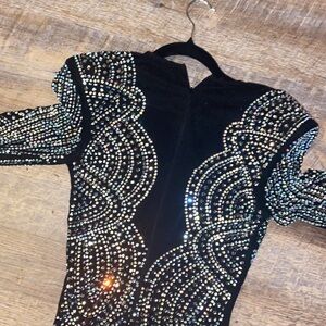 Banjul small/medium floor length long sleeve black formal dress